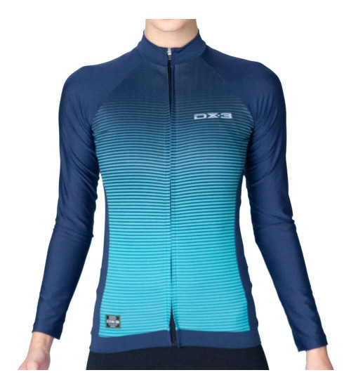 Camisa de Ciclismo DX-3 Feminina Fast ML UV50+ - Marinho