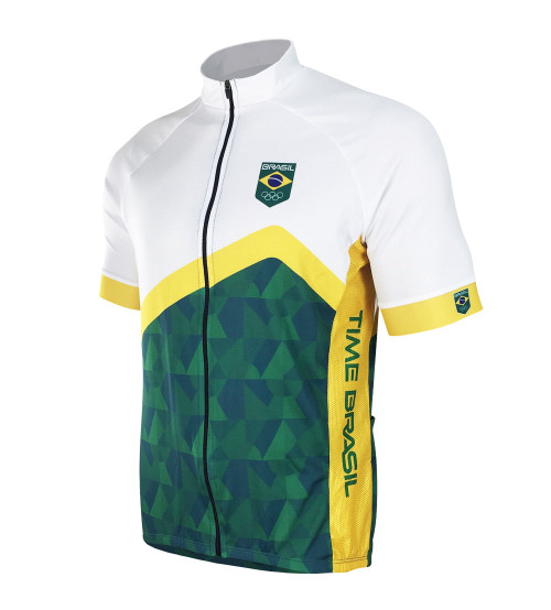 Camisa Time Brasil Bran/Ver Raglan Para Ciclismo Barbedo