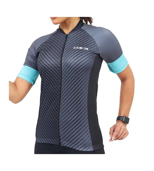 Camisa de Ciclismo DX-3 Feminina Fusion UV 50+  -Chumbo
